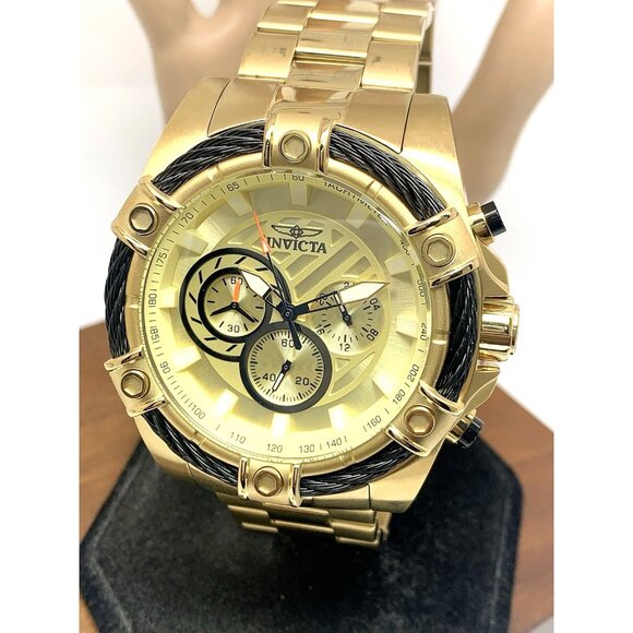 Invicta Men's Watch 25515 Bolt Quartz Chronograph Diver Gold Tone Steel 52mm - Picture 1 of 15
